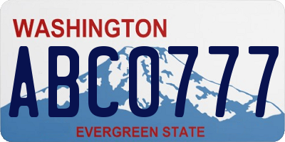 WA license plate ABC0777