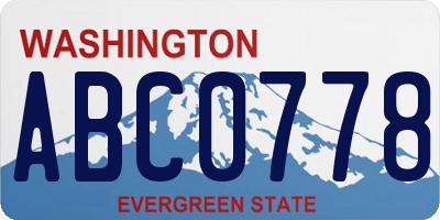 WA license plate ABC0778