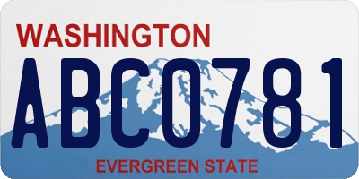 WA license plate ABC0781