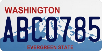 WA license plate ABC0785