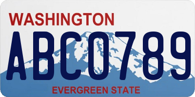 WA license plate ABC0789