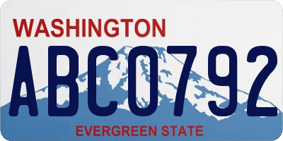 WA license plate ABC0792
