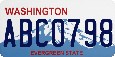 WA license plate ABC0798