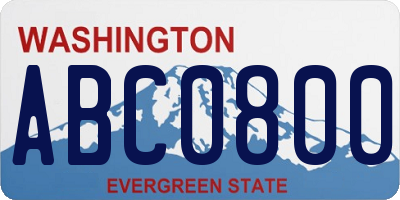 WA license plate ABC0800