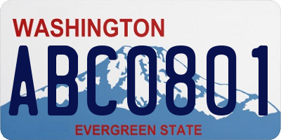 WA license plate ABC0801