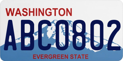 WA license plate ABC0802