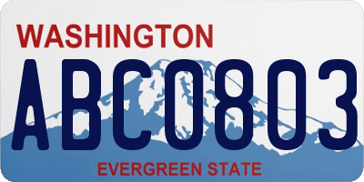 WA license plate ABC0803