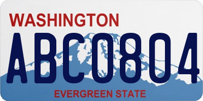 WA license plate ABC0804