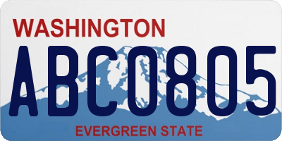 WA license plate ABC0805