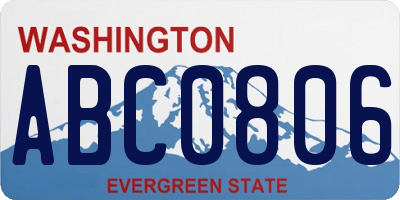 WA license plate ABC0806