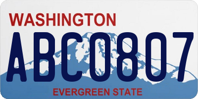 WA license plate ABC0807