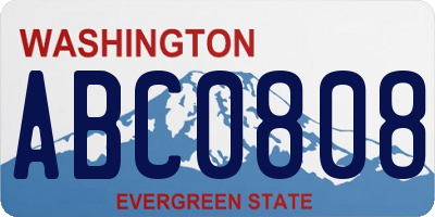 WA license plate ABC0808