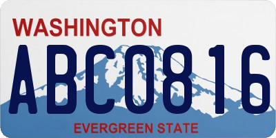 WA license plate ABC0816