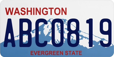 WA license plate ABC0819