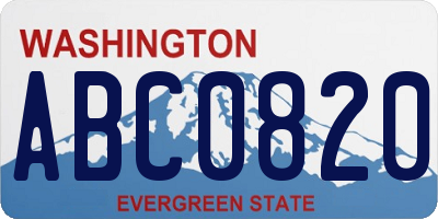 WA license plate ABC0820