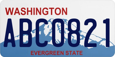 WA license plate ABC0821