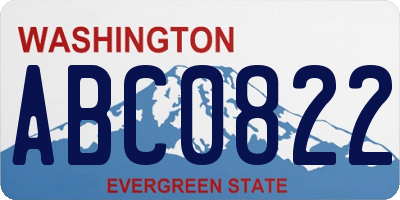 WA license plate ABC0822