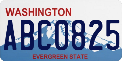 WA license plate ABC0825