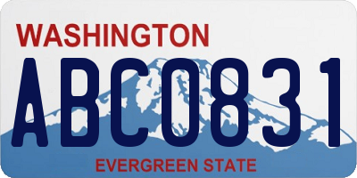 WA license plate ABC0831