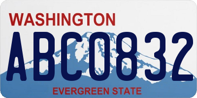 WA license plate ABC0832