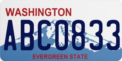 WA license plate ABC0833