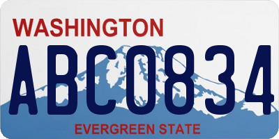 WA license plate ABC0834