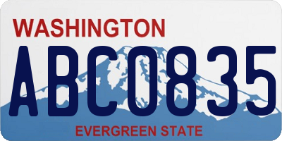WA license plate ABC0835