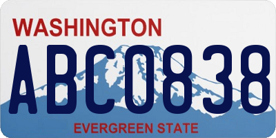 WA license plate ABC0838