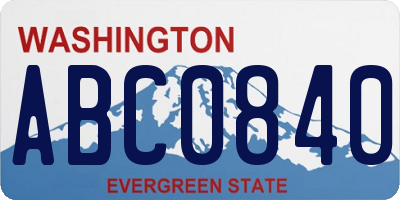 WA license plate ABC0840