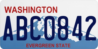 WA license plate ABC0842