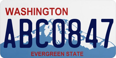 WA license plate ABC0847
