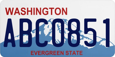 WA license plate ABC0851