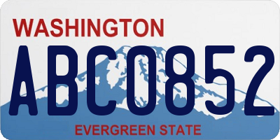 WA license plate ABC0852