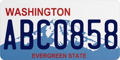 WA license plate ABC0858