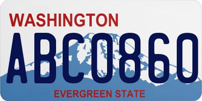 WA license plate ABC0860