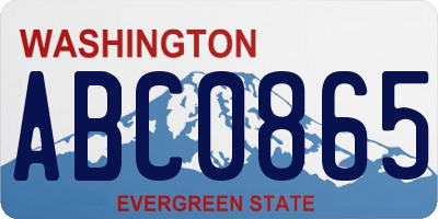 WA license plate ABC0865