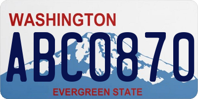 WA license plate ABC0870