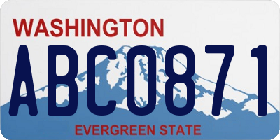 WA license plate ABC0871