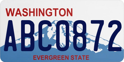 WA license plate ABC0872