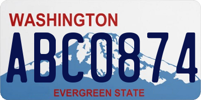 WA license plate ABC0874