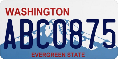 WA license plate ABC0875