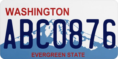 WA license plate ABC0876