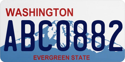 WA license plate ABC0882