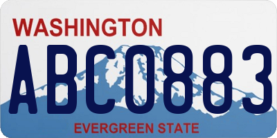 WA license plate ABC0883
