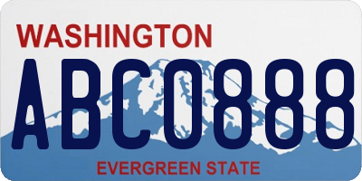 WA license plate ABC0888