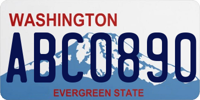 WA license plate ABC0890