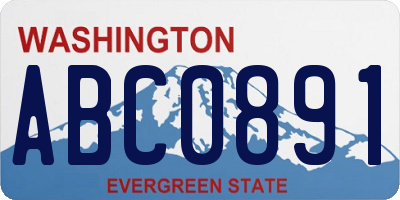 WA license plate ABC0891