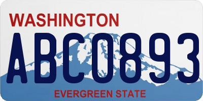 WA license plate ABC0893