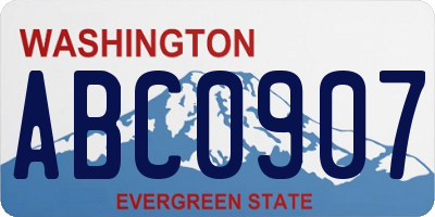 WA license plate ABC0907