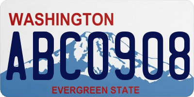 WA license plate ABC0908